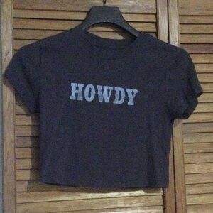 Aeropostale White and Brown Graphic Crop T-Shirt